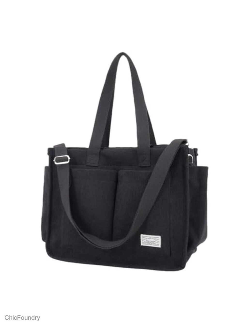 Corduroy Tote Bag for Women, Large Laptop Purses, 11 Pockets, Work College